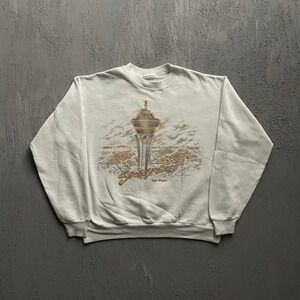 Vintage Stratosphere Las Vegas Puffy Print Sweatshirt Mens Large White 90s